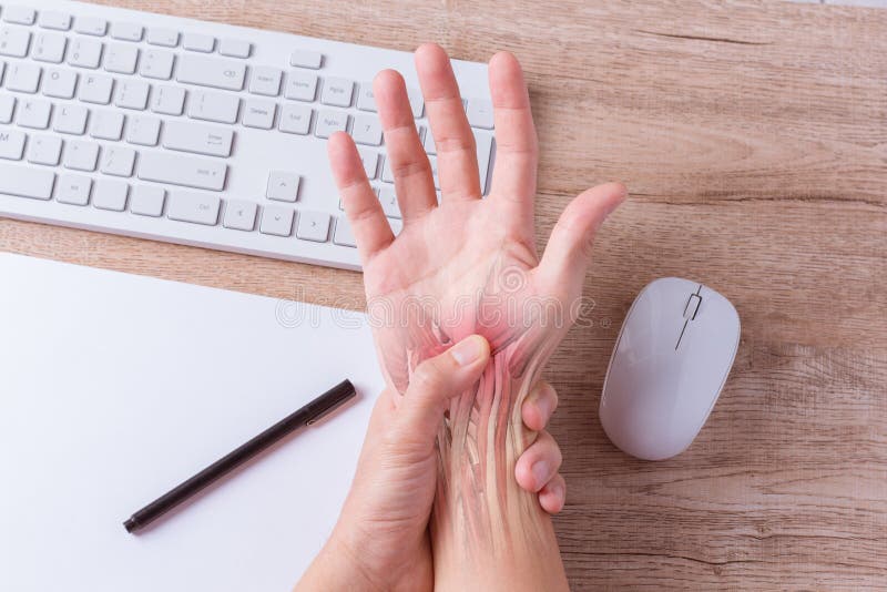 Hand Muscle Inflammation from Office Syndrome , Hand Muscle Pain Stock