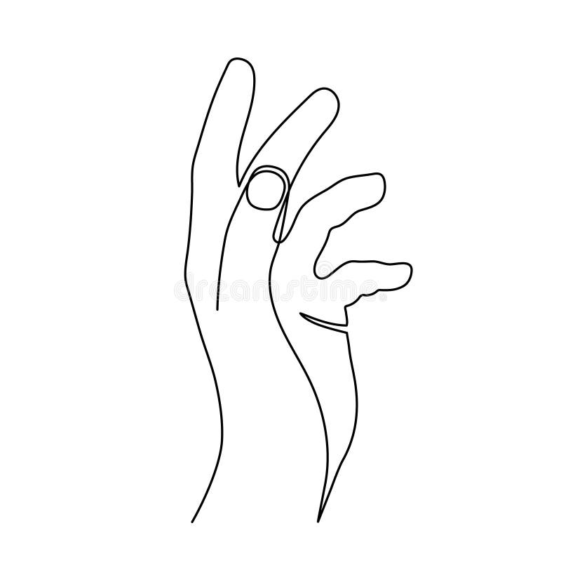 Hand One-line Art, Hand Drawn Continuous Contour. Palm, Drawing Single ...