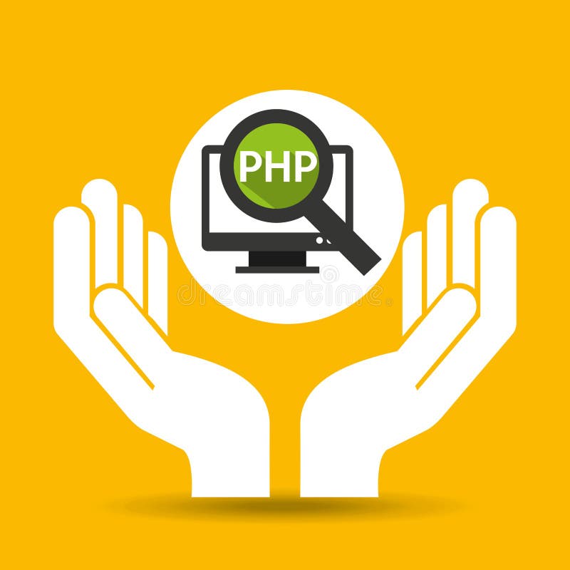 Hand optimization technology php computer vector illustration
