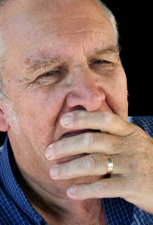 Hand Over Mouth Senior Male stock photos Hand Over Mouth Senior Male stock photos