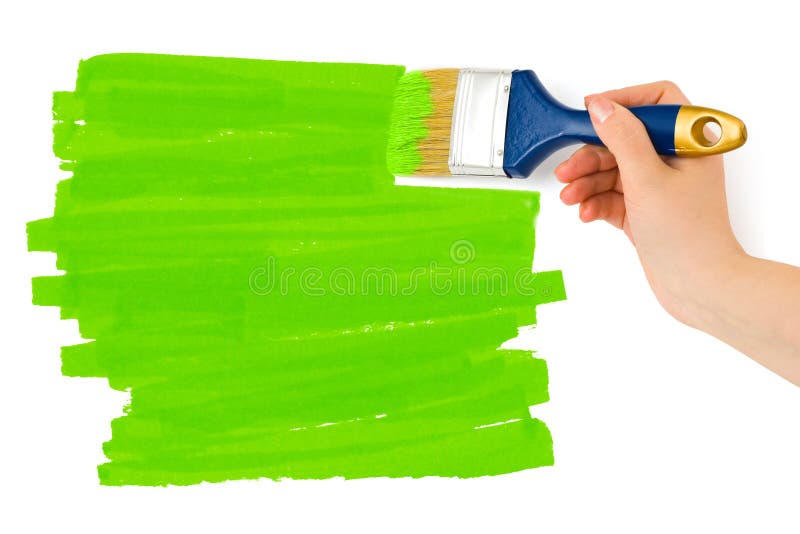 Brush with Green Paint stock photo. Image of copyspace - 13932958