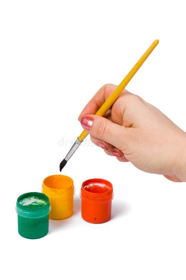 Hand with paintbrush stock photo. Image of craft, brushing 3879048