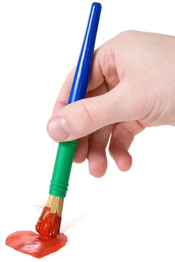 Hand With Paintbrush Paint Red Heart Stock Image Image of heart