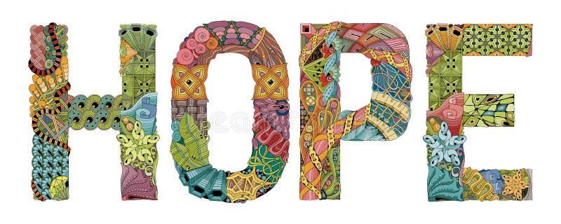 Word Hope For Coloring Vector Decorative Zentangle Object