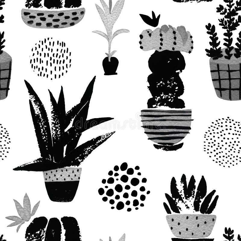 Hand painted botanical illustration with watercolor, grunge textures, doodles, pink flowers cactus for home art design in minimal vector illustration Hand painted botanical illustration with watercolor, grunge textures, doodles, pink flowers cactus for home art design in minimal vector illustration