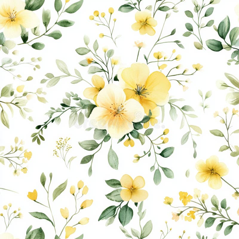 Hand-painted botanical watercolor creating a seamless pattern stock photos