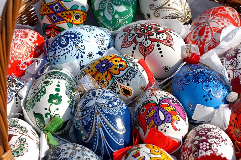 Handpainted Easter Eggs with Authentic Motifs Stock Image Image of