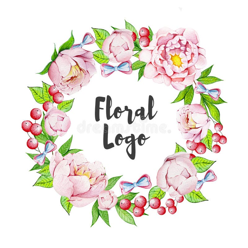 Hand painted floral logo vector illustration Hand painted floral logo vector illustration