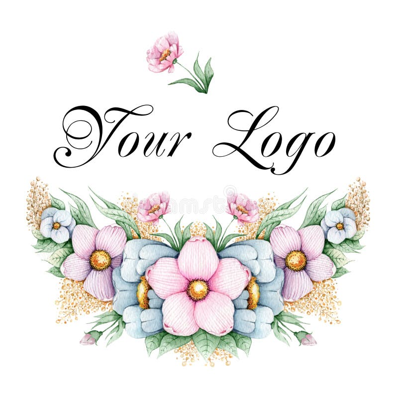 Hand painted floral logo royalty free illustration Hand painted floral logo royalty free illustration
