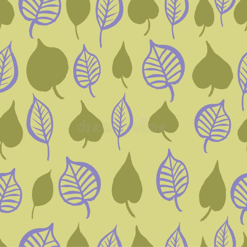 Hand painted leaves seamless pattern