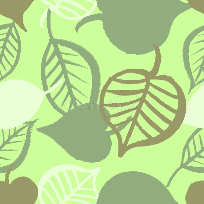 Hand painted leaves seamless pattern