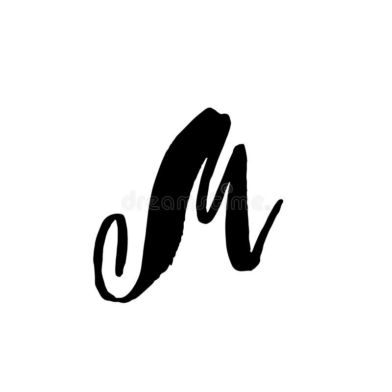 Hand Painted Letter M. Dry Brush Modern Lettering. Vector Illustration. Stock Vector
