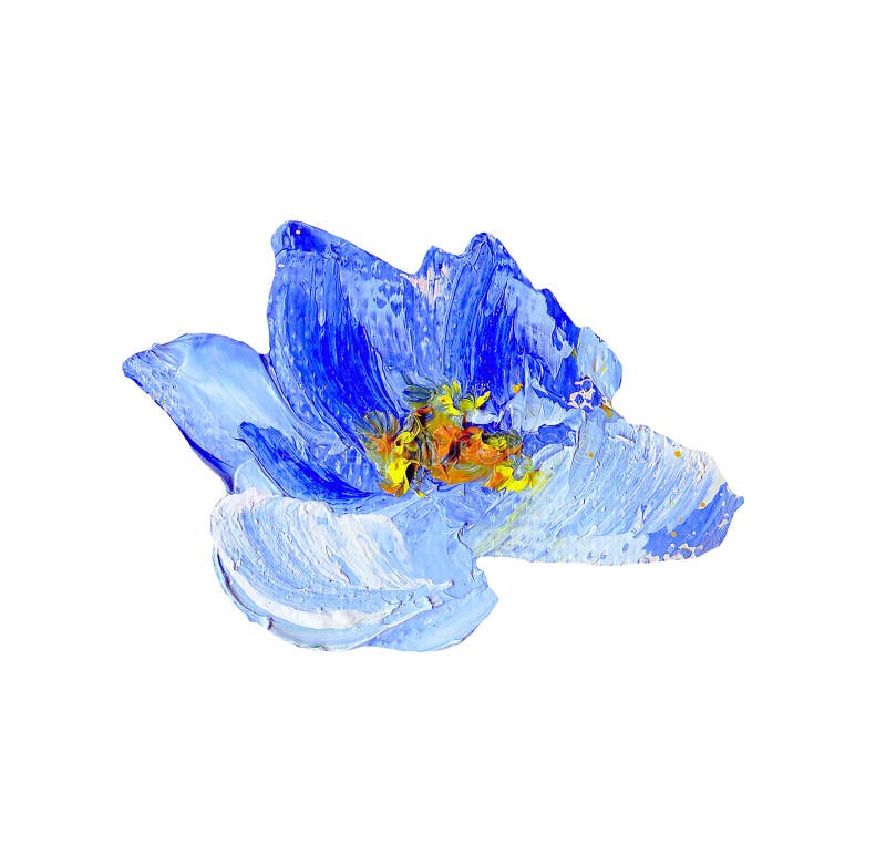 Hand Painted Modern Style Blue Flower Stock Illustration - Illustration