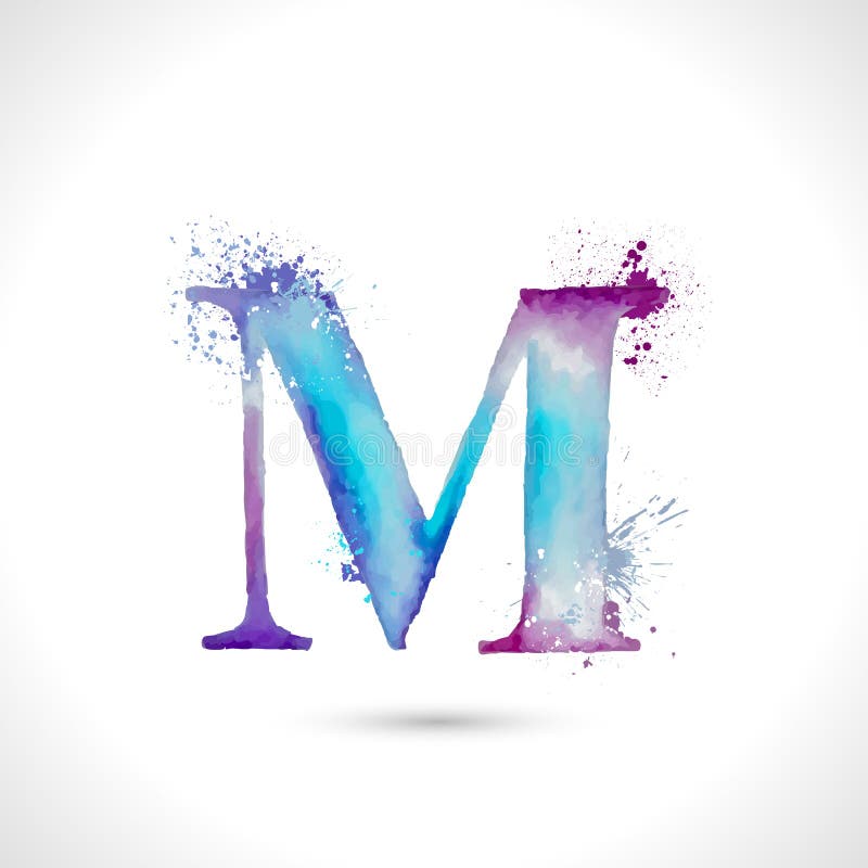 Vector Hand Painted Watercolor Alphabet, Splash Elements Design, Letter