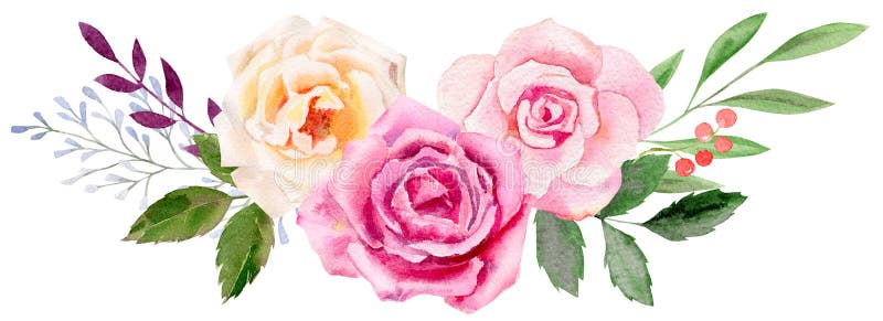 Hand painted watercolor mockup clipart template of roses vector illustration Hand painted watercolor mockup clipart template of roses vector illustration