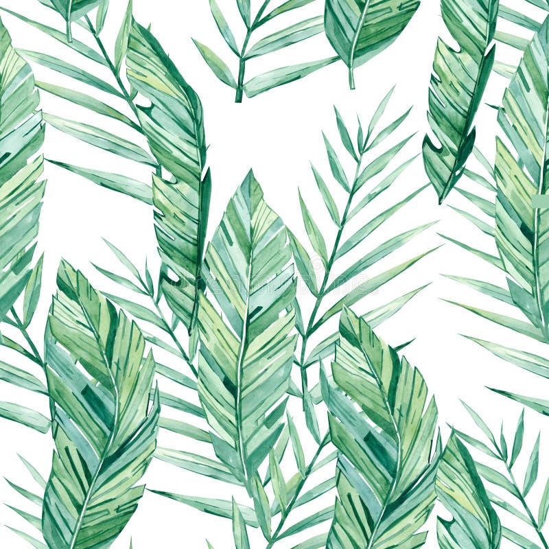 Watercolor seamless pattern tropical leaves stock illustration Watercolor seamless pattern tropical leaves stock illustration
