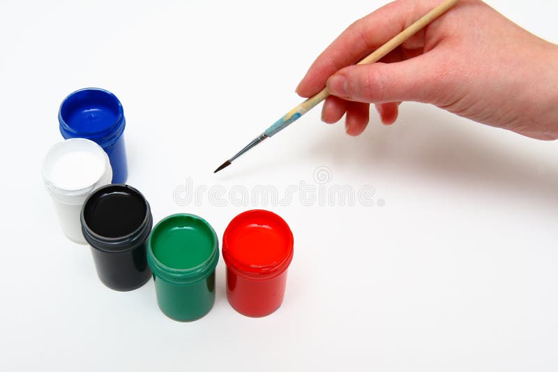 Hand painting stock image. Image of hand, paintbrush, finger 4640779