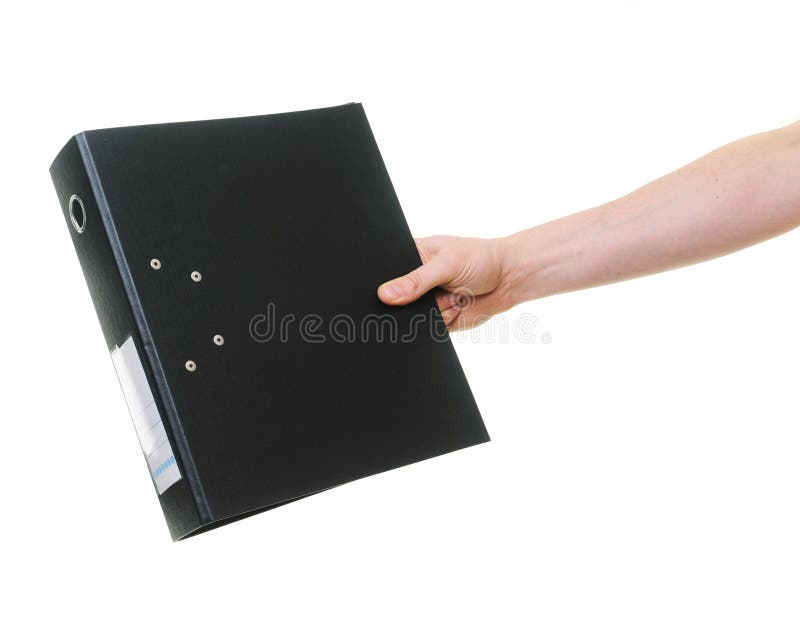 Hand passing ring binder isolated on white. Standing file folder stock images, royalty-free photos and pictures