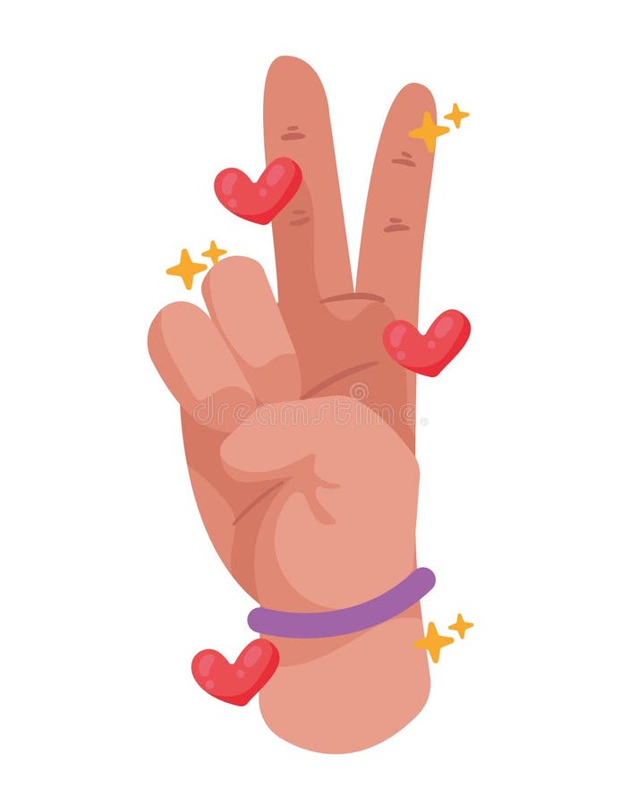 Hand Peace and Love Sign Line Style Icon Stock Vector Illustration of