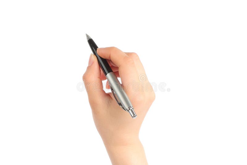 Hand with pen stock photo. Image of calligraphy, path 10880356