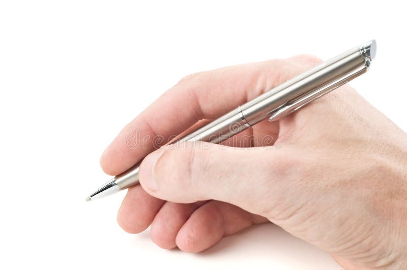 Hand with pen stock photo. Image of calligraphy, isolated 6082904