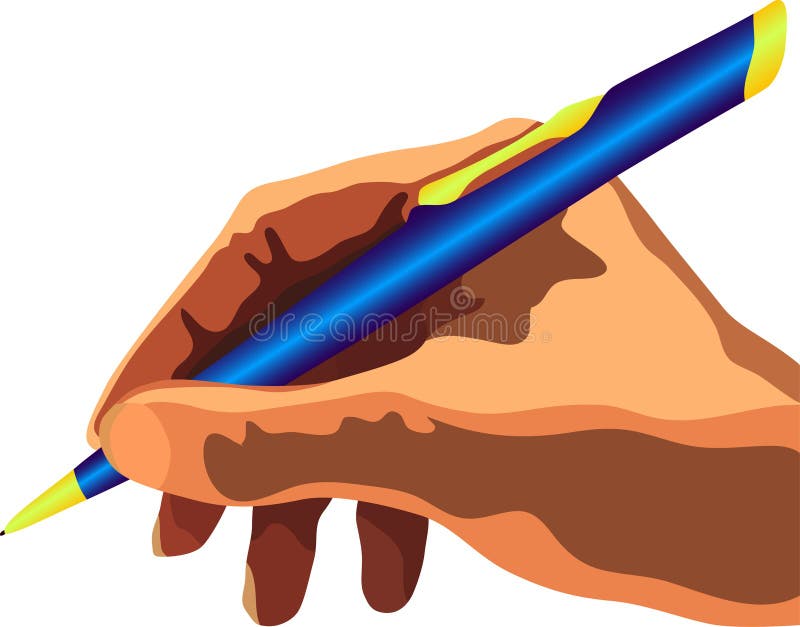 Hand with pen stock illustration
