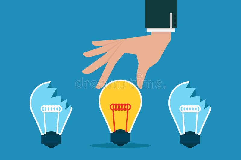 Hand picks idea bulb vector illustration