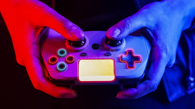 Hand playing video game using a game console entertainment technology