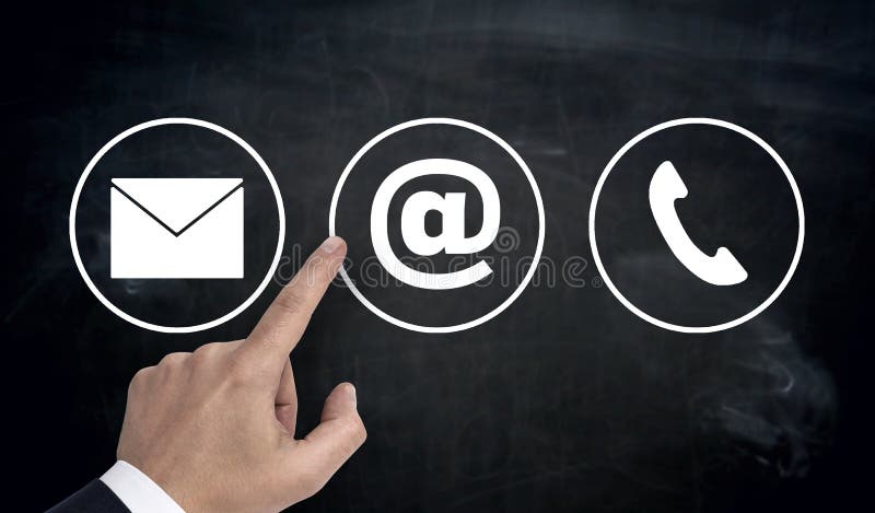 Hand pointing at contact options icons e-mail letter telephone royalty free stock photo Hand pointing at contact options icons e-mail letter telephone royalty free stock photo