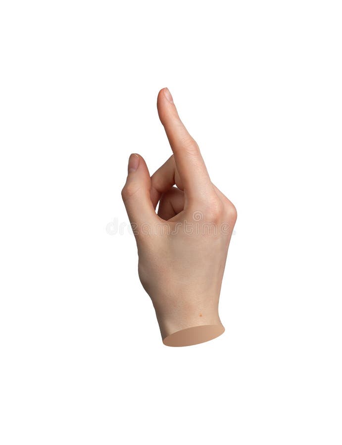 Hand pointing with index finger, isolated on white background. Pointer indicating, touching, tapping royalty free stock image