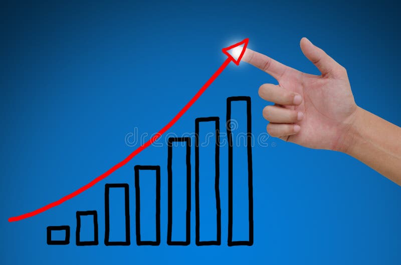 Hand pointing showing graph stock photos