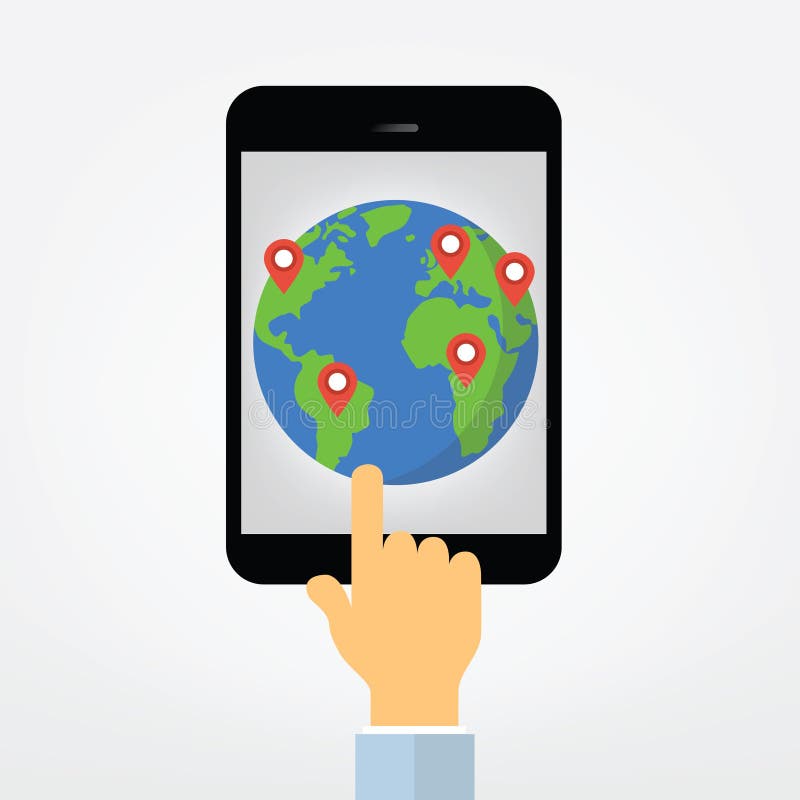 Hand pointing on tablet computer display illustration stock illustration Hand pointing on tablet computer display illustration stock illustration