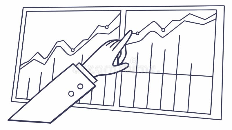 Hand Pointing to Graph, Business Analysis, vector design Generative AI vector illustration