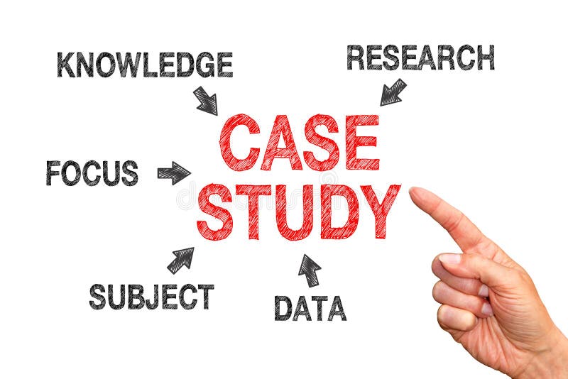 Hand pointing to Case Study royalty free stock photos