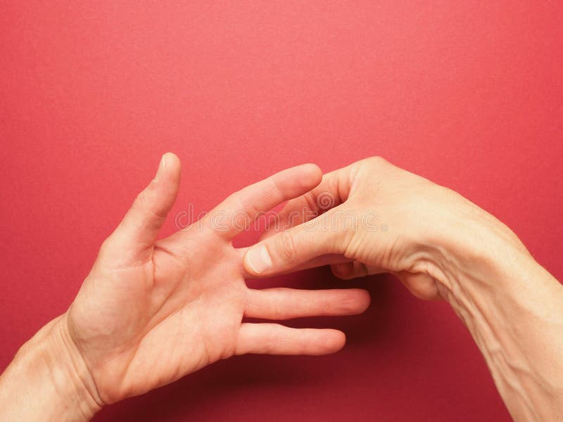 Hand position for mudra no. 1 in Jin Shin Jyutsu, alternative healing method or self-help concept