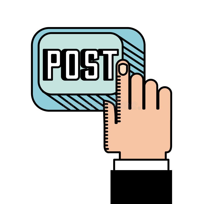 Hand and post button stock illustration. Illustration of icon - 85106568