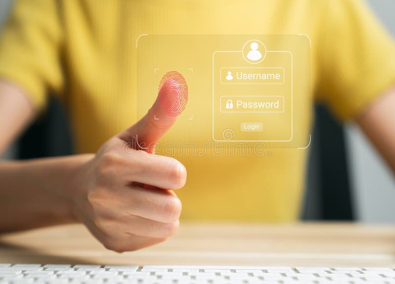 Hand Press Scan Fingerprints Your Username and Password To Access the