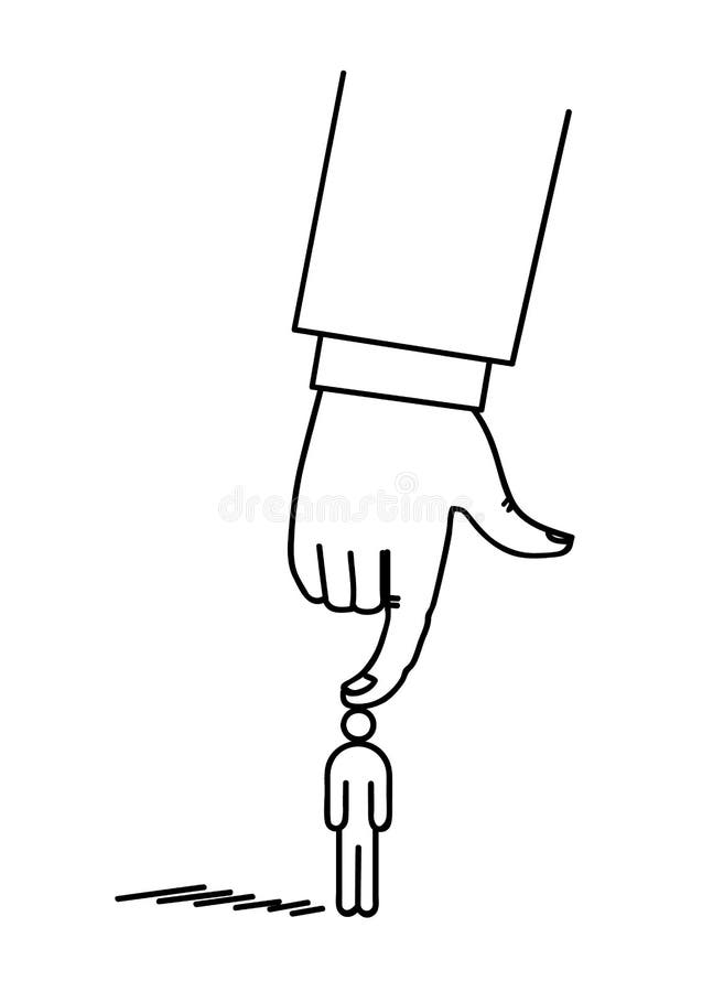 The Hand Presses By The Finger Figure Of A Man Stock Illustration Illustration Of Drawing