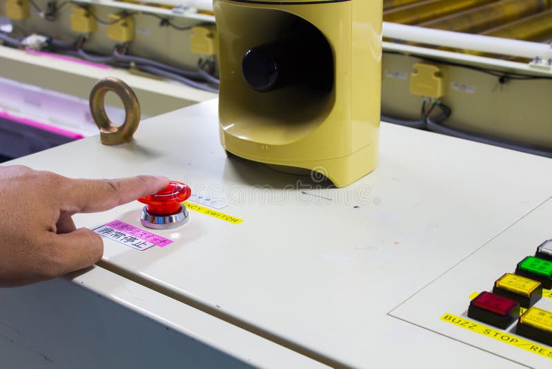 The Emergency Stop Button on Conveyor Chain, and Conveyor Belt or Auto
