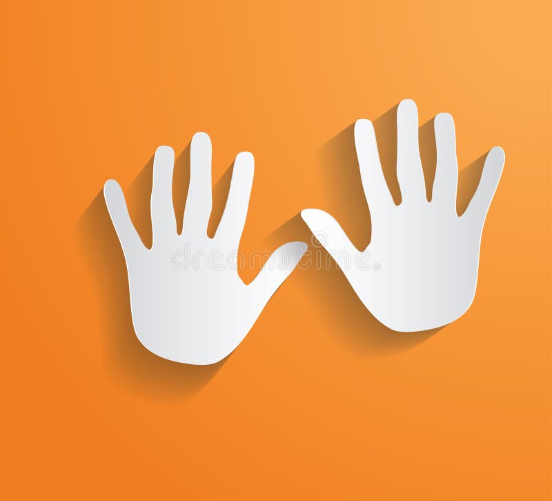 Hand Print Vector flat long shadow