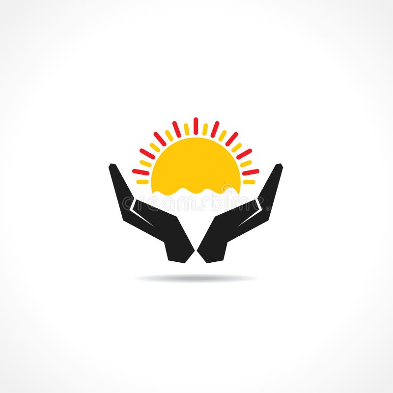 Hand protecting sun icon stock illustration