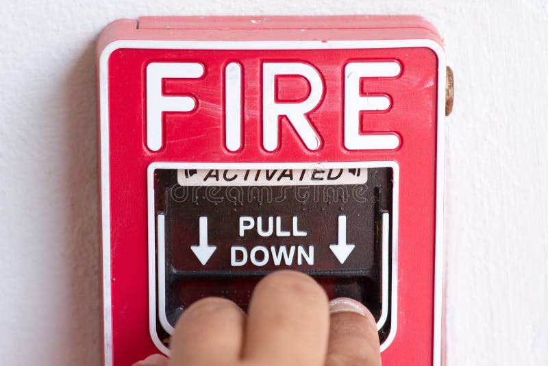 Hand Pull Down Fire Alarm Switch Stock Photo Image of activate, bell