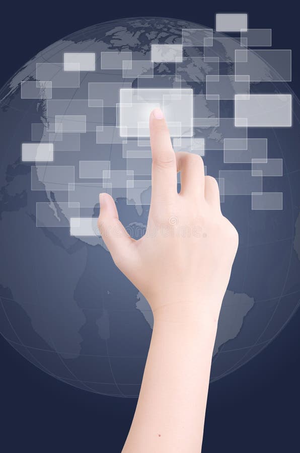 Hand pushing button. royalty free stock images