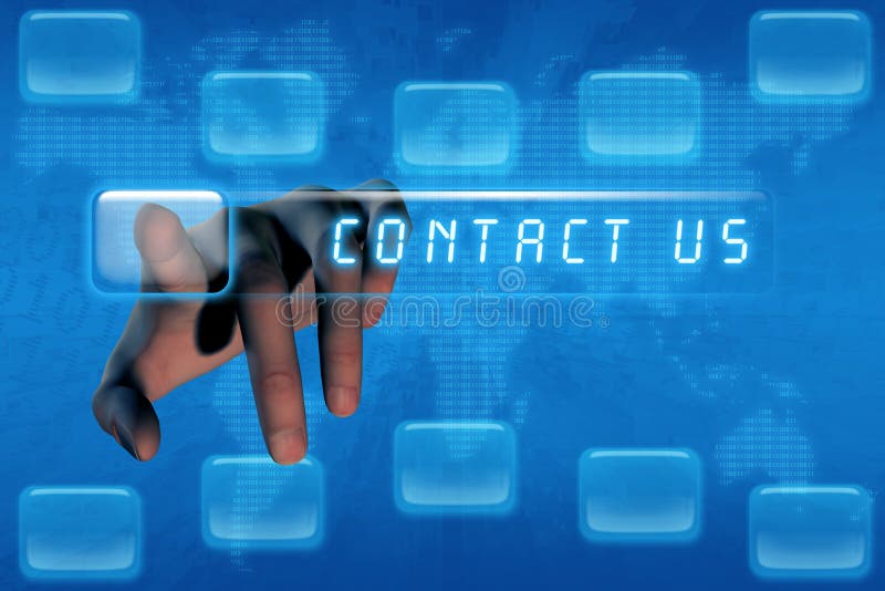 Hand pushing contact us button