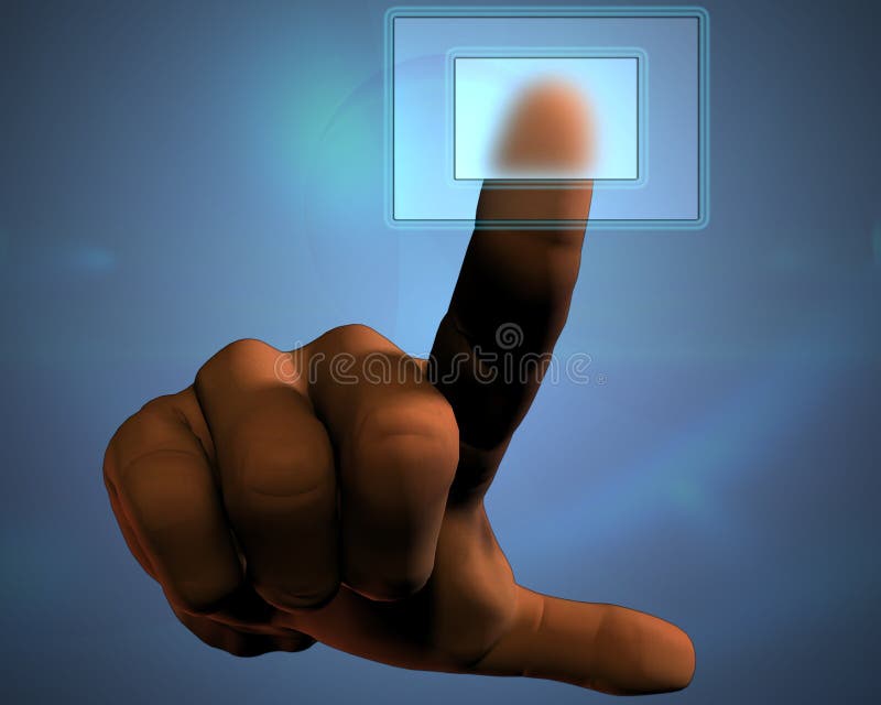 Hand pushing transparent button