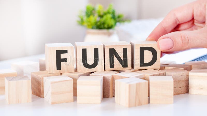 Word Fund on the Wooden Blocks on Table, Business Concept Stock Photo