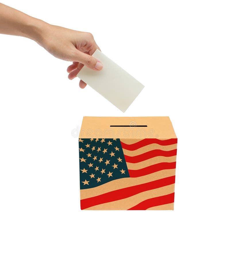 Hand Putting a Voting Bollot Into The Box. stock images