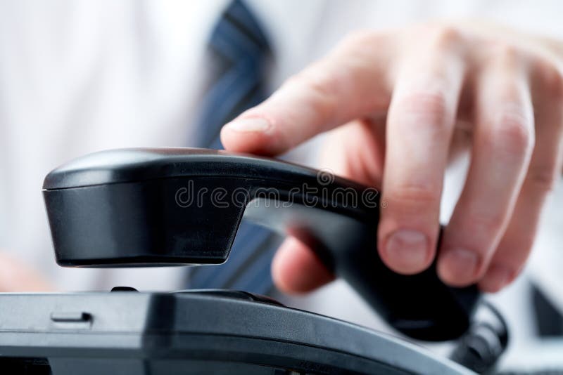 Hand with receiver stock photo