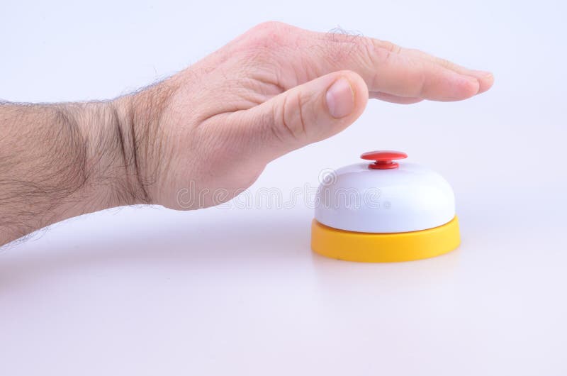 Hand ringing a bell. stock photo. Image of summon, attention 23446030
