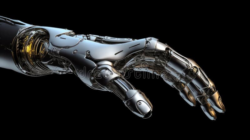Hand of a robot, Detailed image of a robotic anatomy close up on black background vector illustration